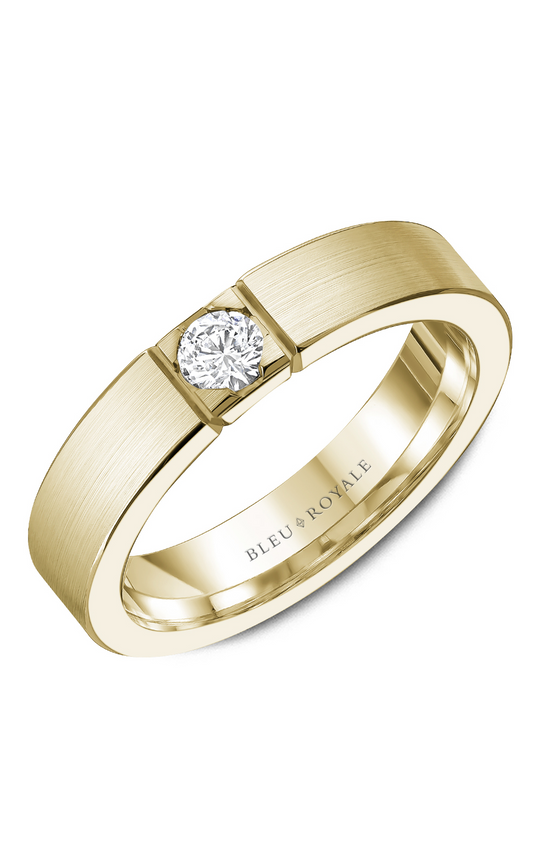 18K Yellow Gold Gents Round Wedding Band
