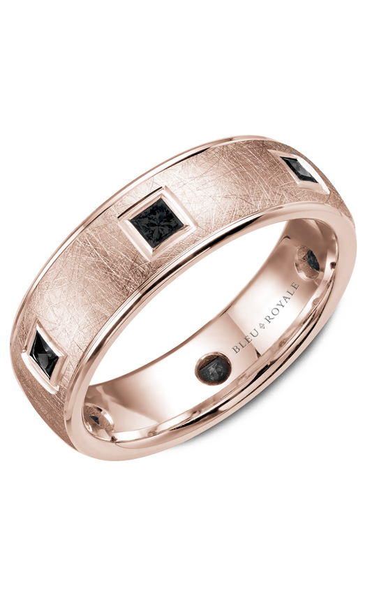 14K Rose Gold Gents Princess Wedding Band