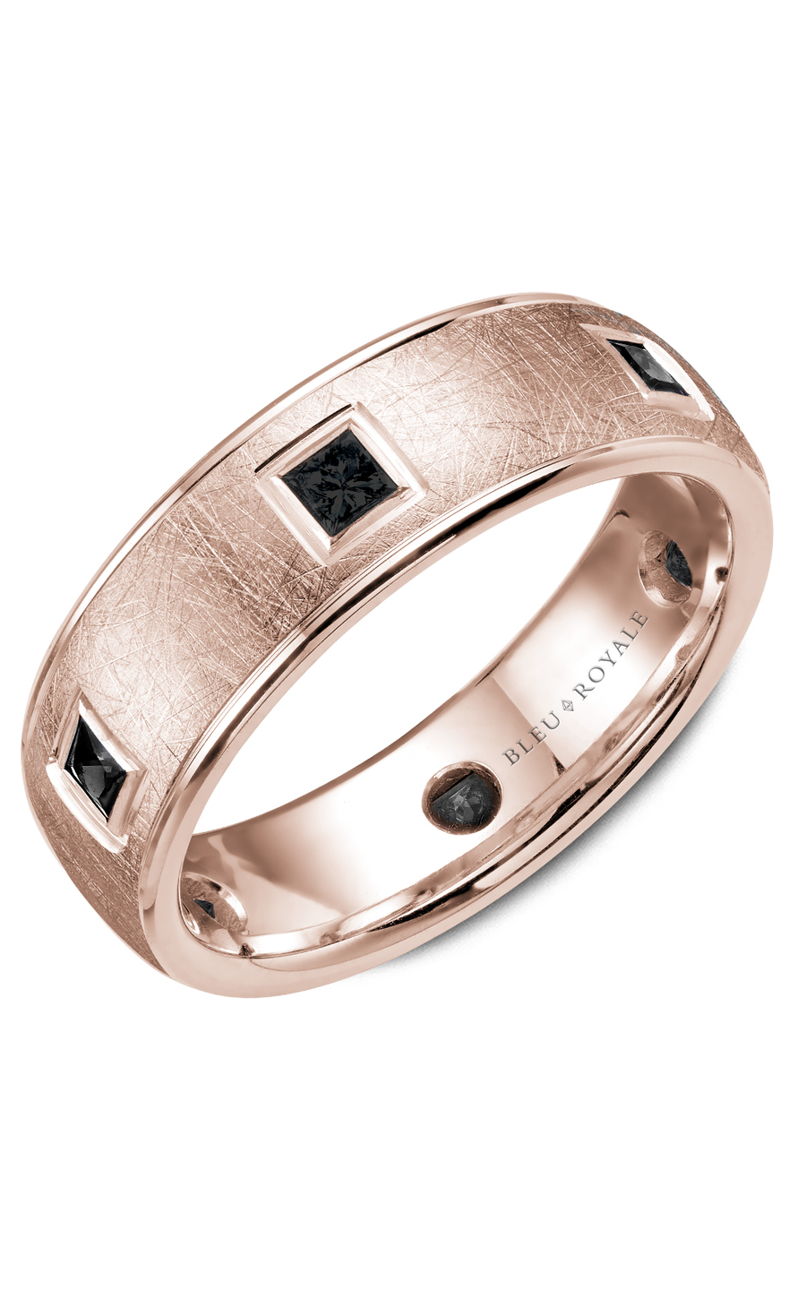 18K Rose Gold Gents Princess Wedding Band