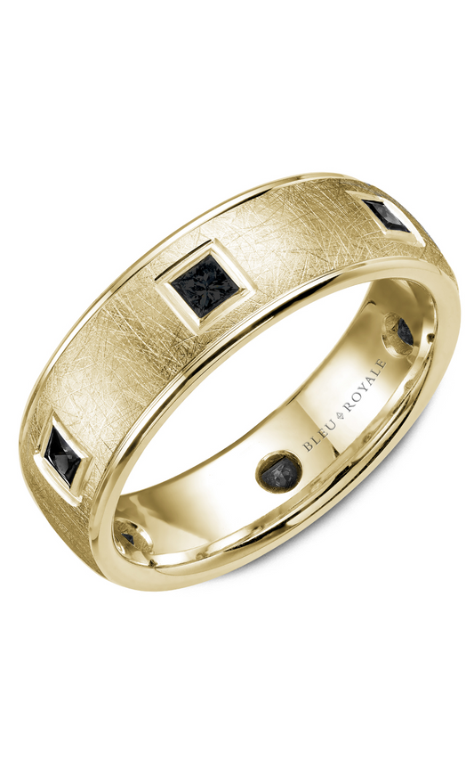 14K Yellow Gold Gents Princess Wedding Band