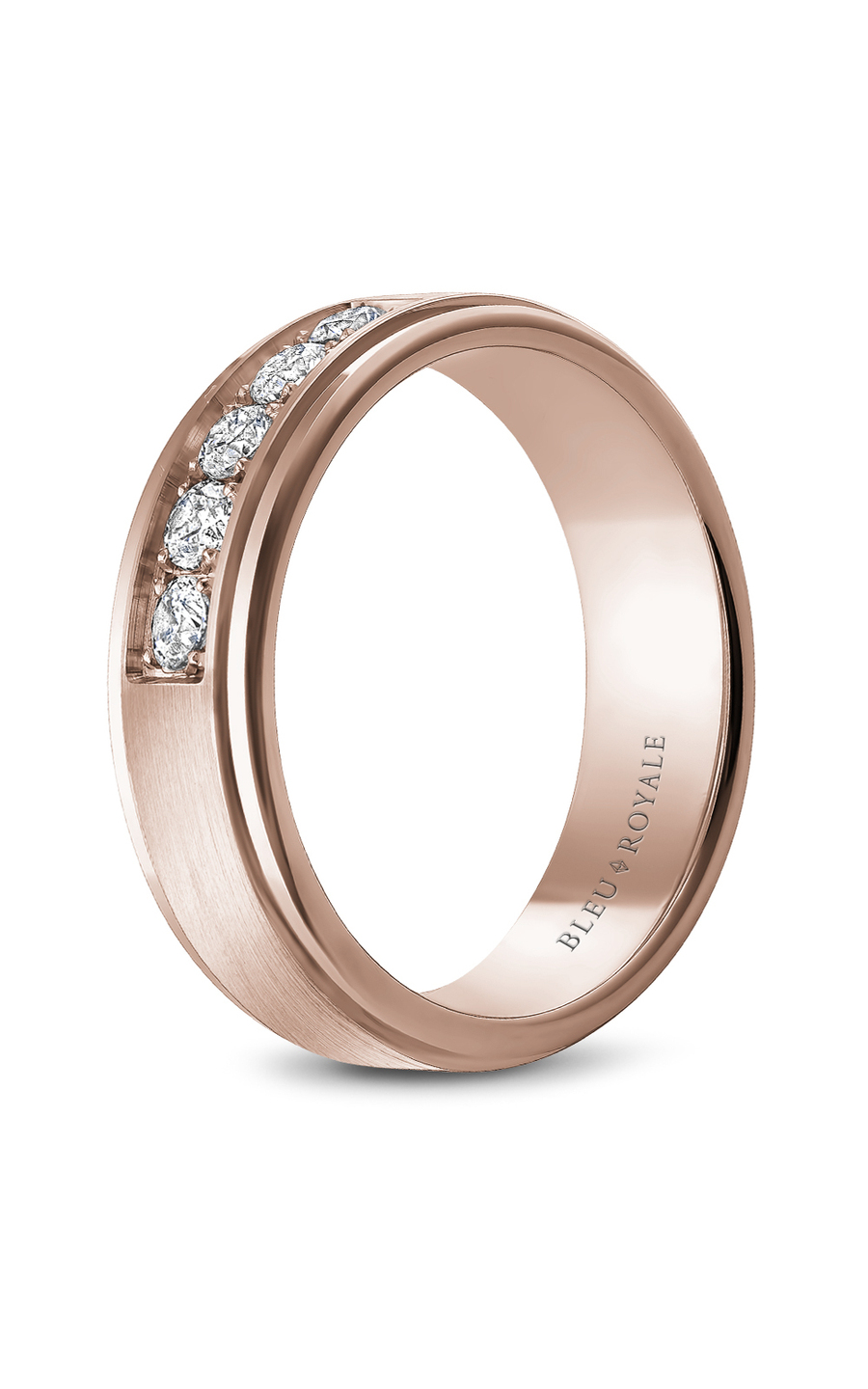 14K Rose Gold Gents Round Wedding Band
