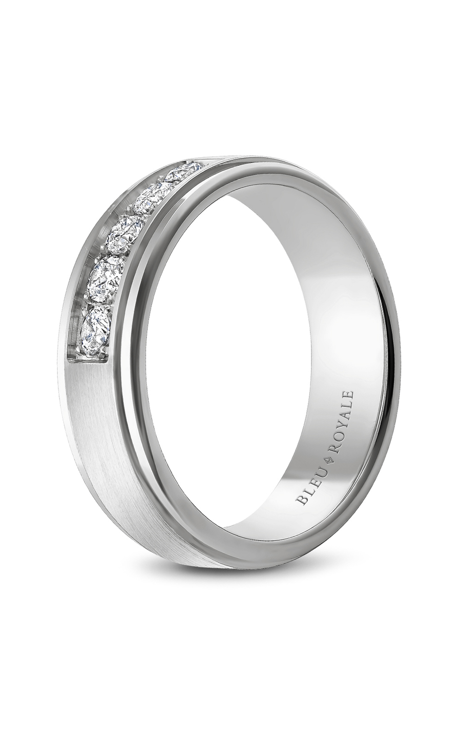 18K White Gold Gents Round Wedding Band