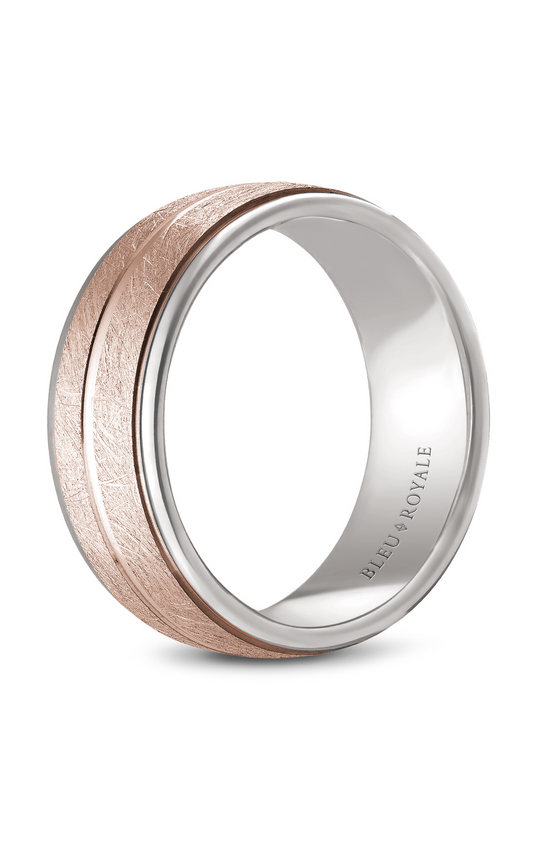 18K Rose Gold and 18K White Gold Gents Wedding Band