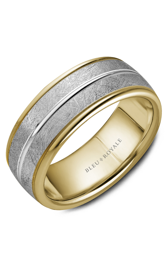 18K White Gold and 18K Yellow Gold Gents Wedding Band