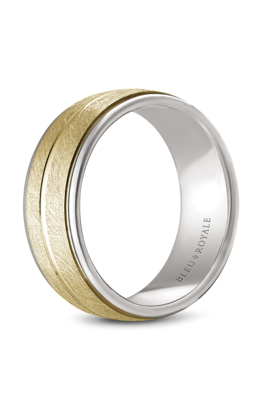 14K White Gold and 14K Yellow Gold Gents Wedding Band