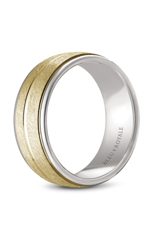 14K White Gold and 14K Yellow Gold Gents Wedding Band