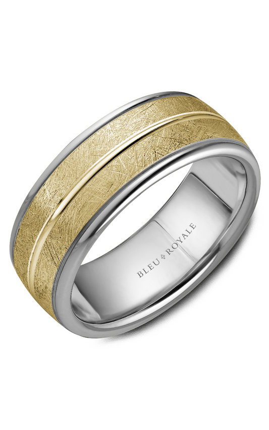 18K White Gold and 18K Yellow Gold Gents Wedding Band