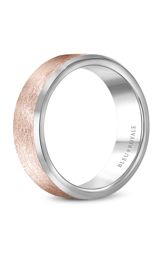 18K Rose Gold and 18K White Gold Gents Wedding Band