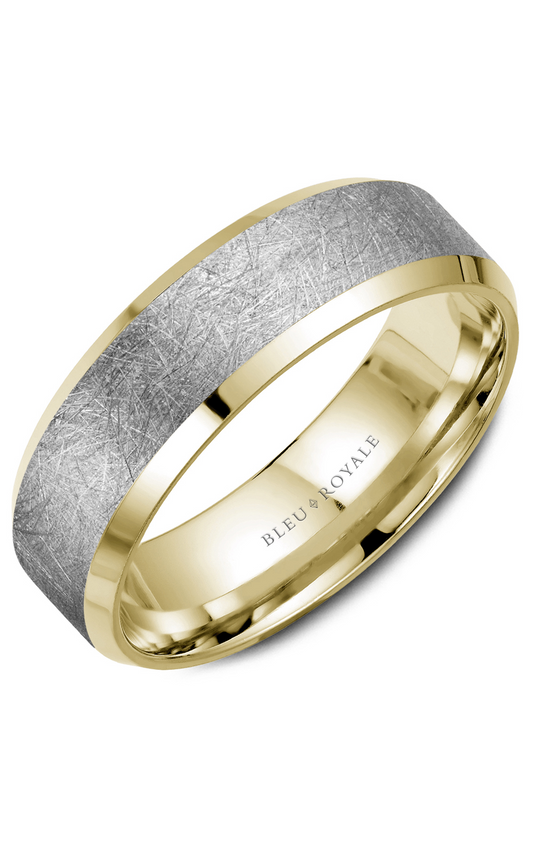 14K White Gold and 14K Yellow Gold Gents Wedding Band