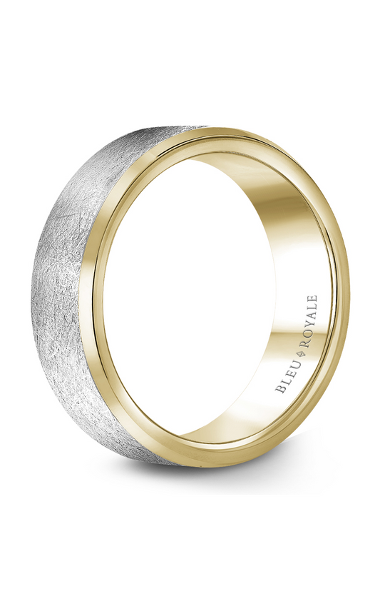 18K White Gold and 18K Yellow Gold Gents Wedding Band