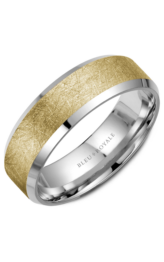 14K White Gold and 14K Yellow Gold Gents Wedding Band