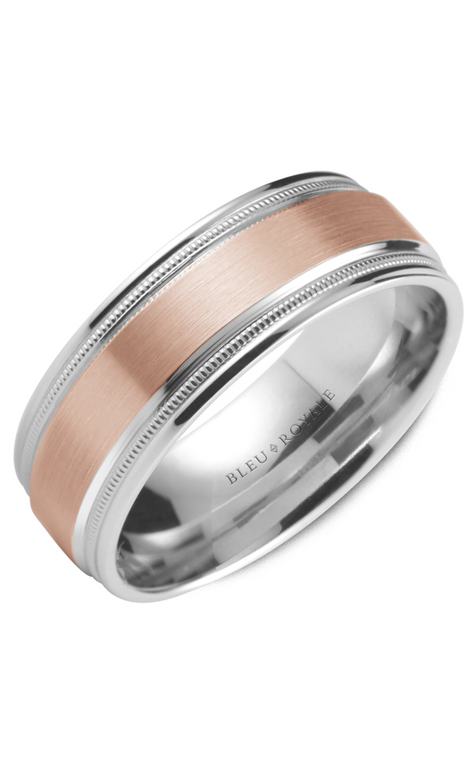 18K Rose Gold and 18K White Gold Gents Wedding Band