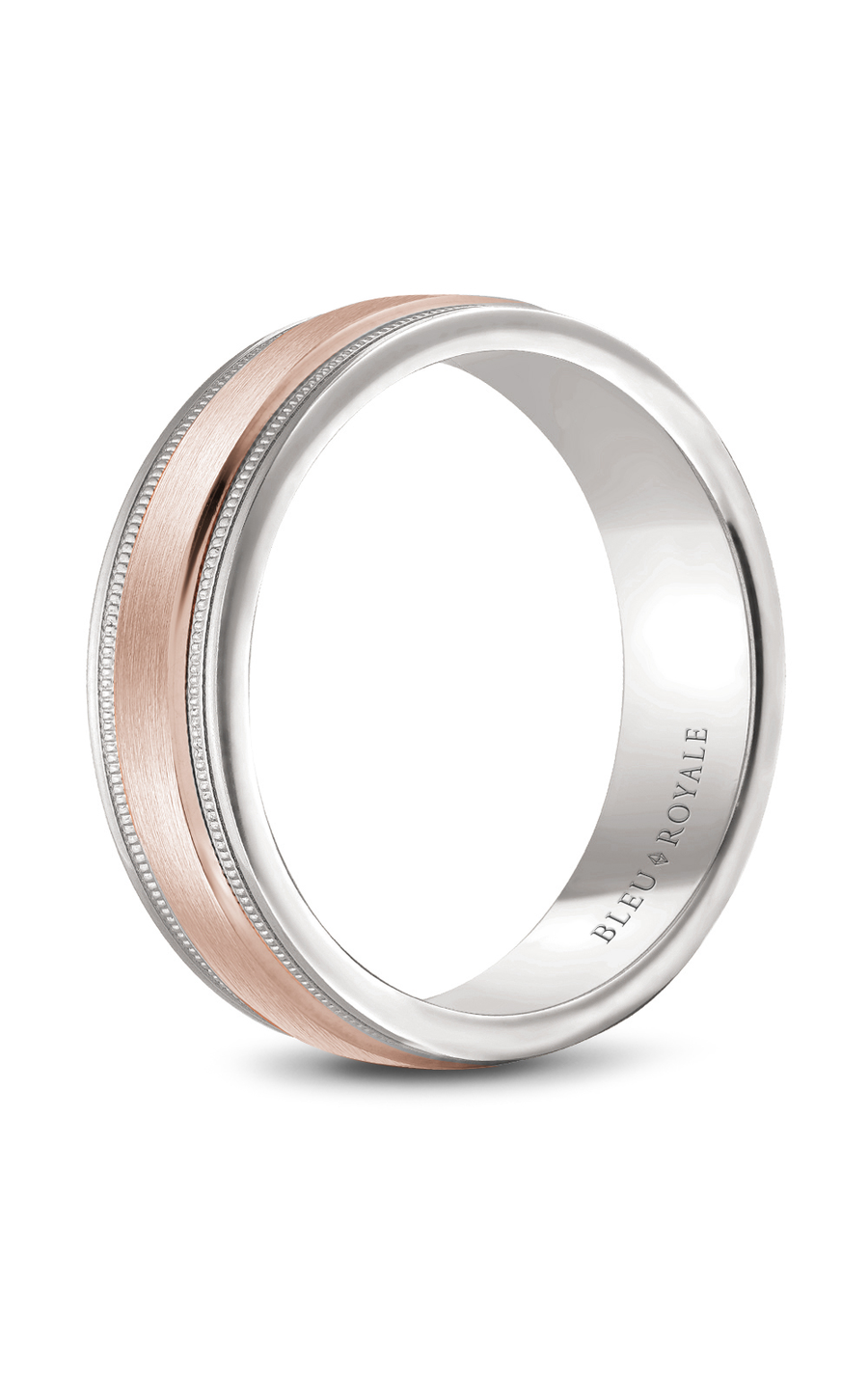 18K Rose Gold and 18K White Gold Gents Wedding Band