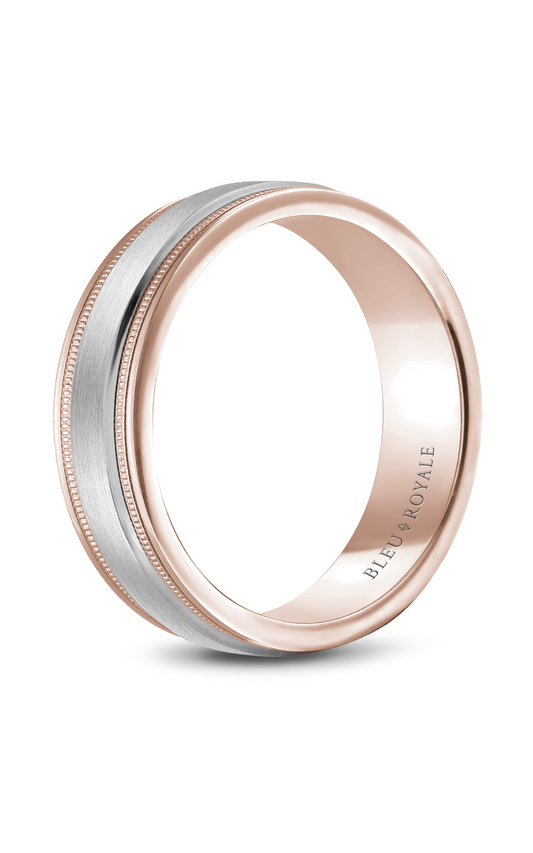 14K Rose Gold and 14K White Gold Gents Wedding Band