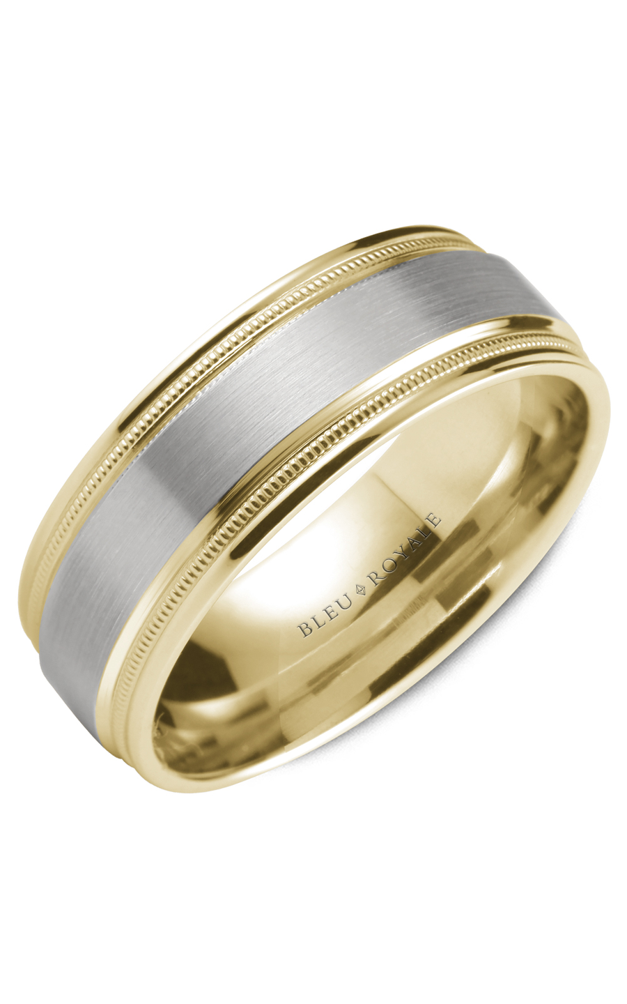 18K White Gold and 18K Yellow Gold Gents Wedding Band