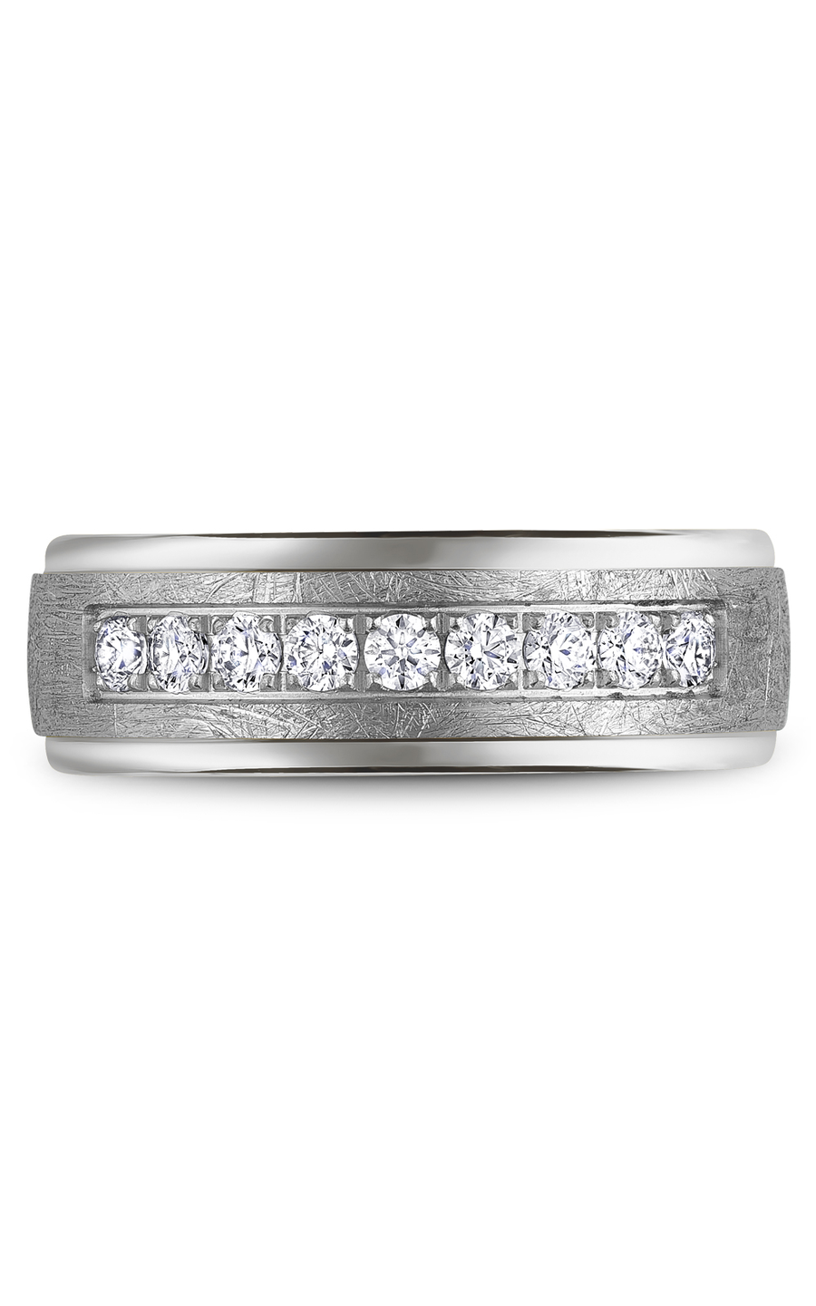 14K White Gold Gents Round Wedding Band