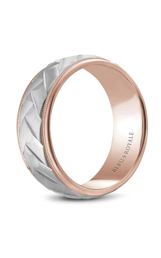 14K Rose Gold and 14K White Gold Gents Wedding Band