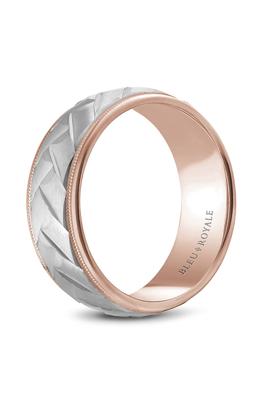 18K Rose Gold and 18K White Gold Gents Wedding Band