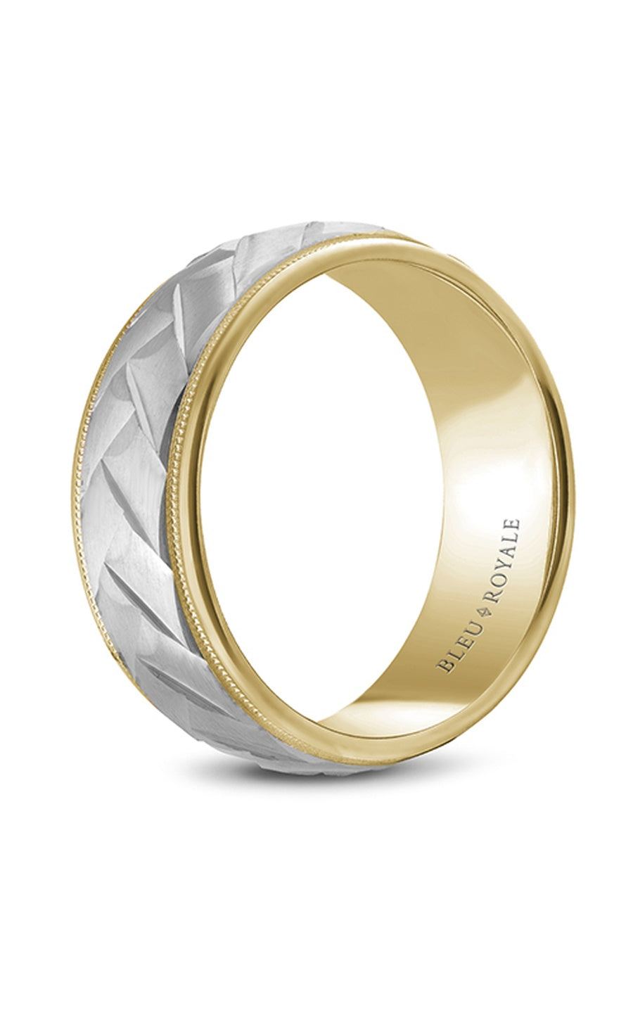 14K White Gold and 14K Yellow Gold Gents Wedding Band