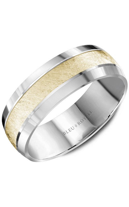 14K White Gold and 14K Yellow Gold Gents Wedding Band
