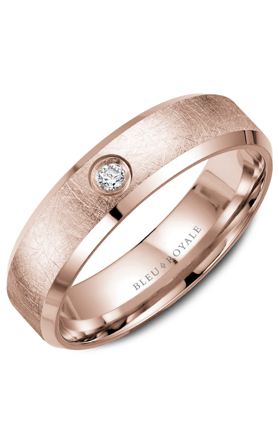 14K Rose Gold Gents Round Wedding Band