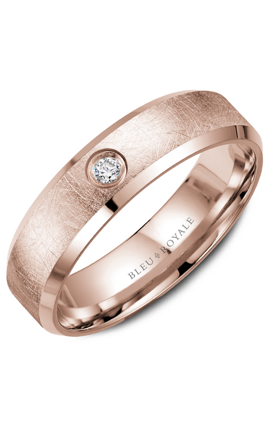 14K Rose Gold Gents Round Wedding Band