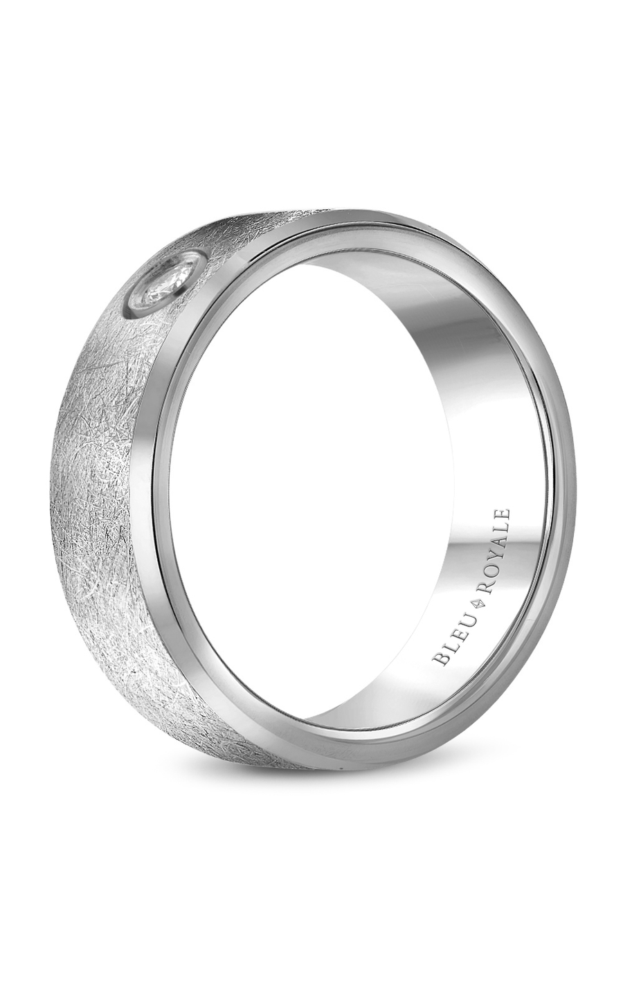 18K White Gold Gents Round Wedding Band