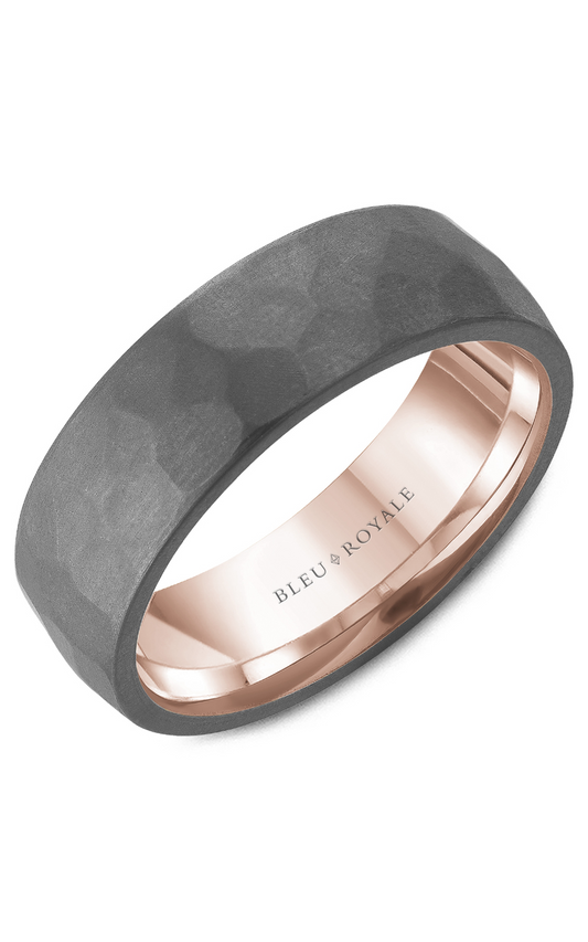 14K Rose Gold and Tantalum Gents Wedding Band