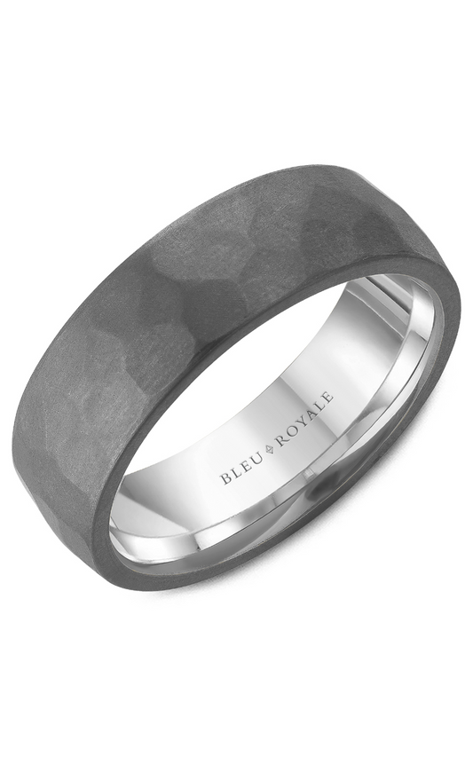 18K White Gold and Tantalum Gents Wedding Band