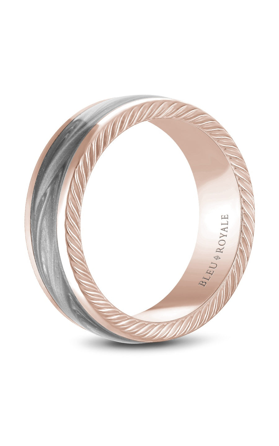 14K Gray Gold and 14K Rose Gold Gents Wedding Band