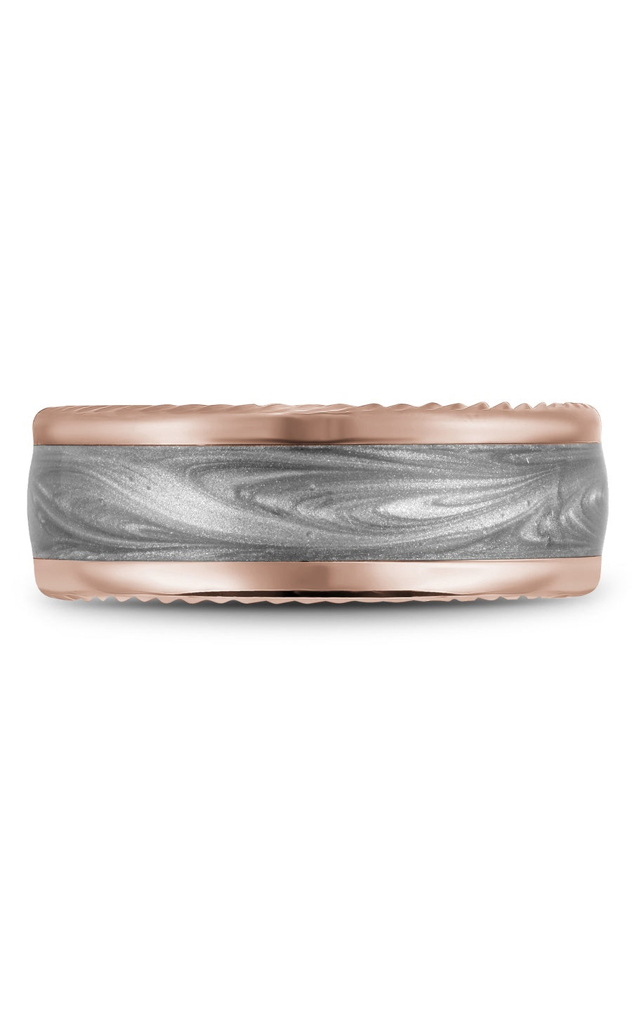 14K Gray Gold and 14K Rose Gold Gents Wedding Band