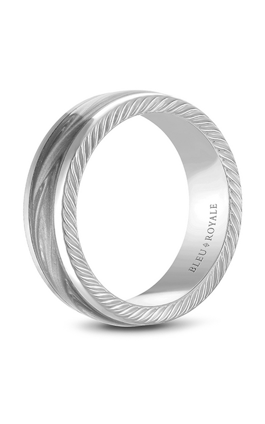 18K Gray Gold and 18K White Gold Gents Wedding Band