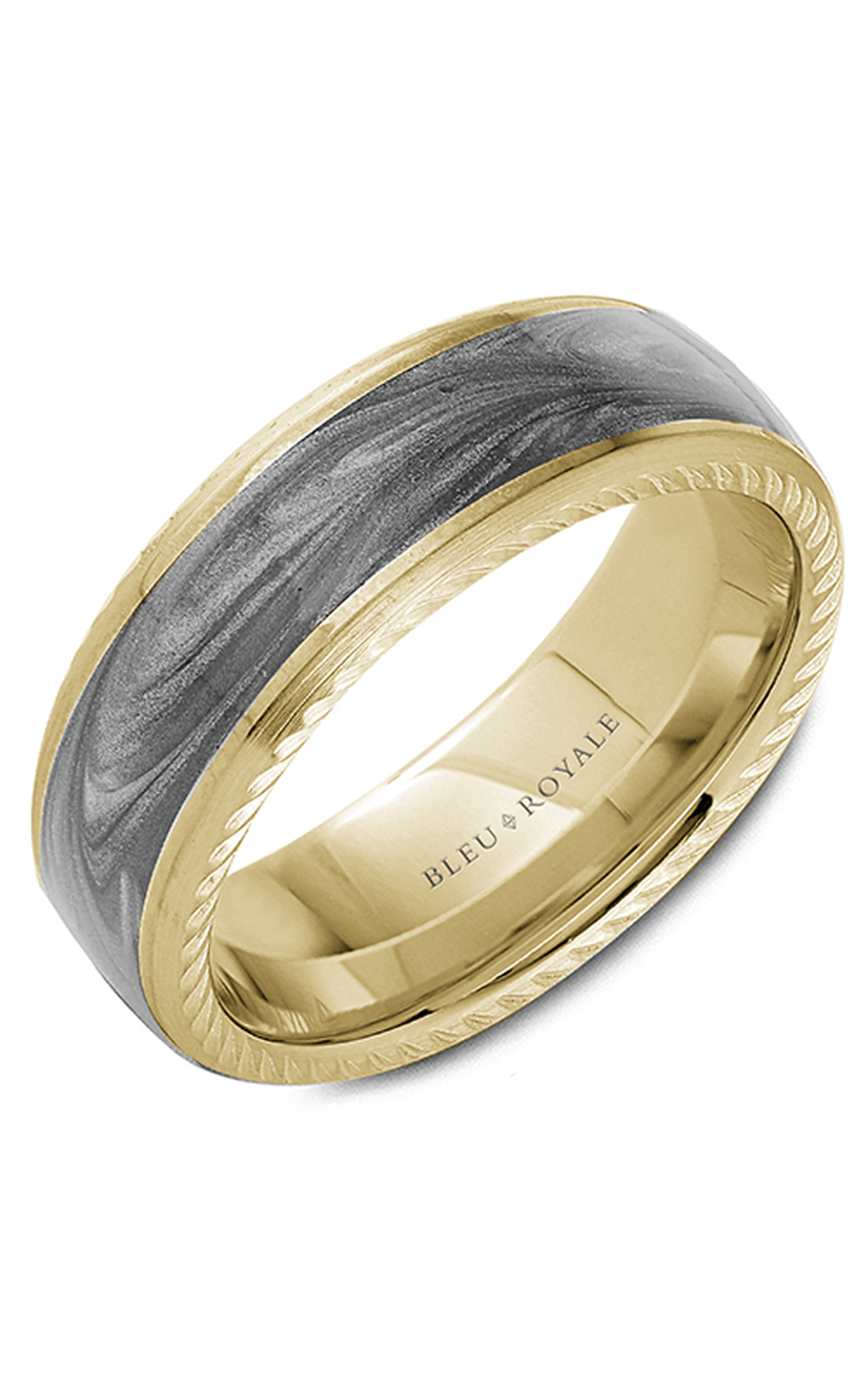 14K Gray Gold and 14K Yellow Gold Gents Wedding Band