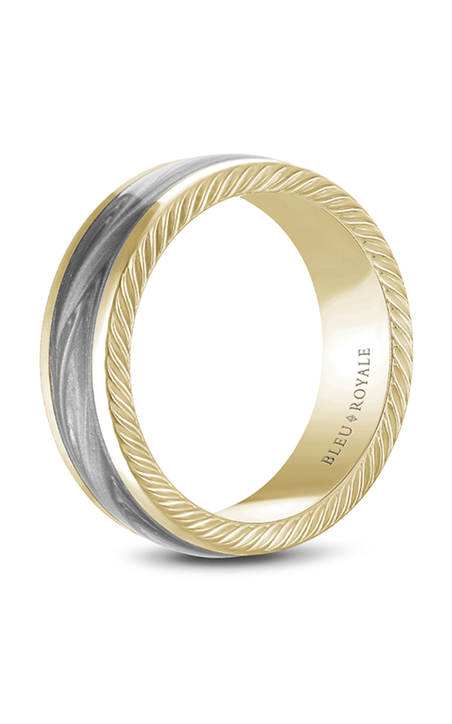 14K Gray Gold and 14K Yellow Gold Gents Wedding Band