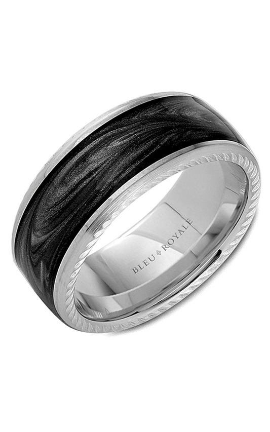 18K Gray Gold and 18K White Gold Gents Wedding Band