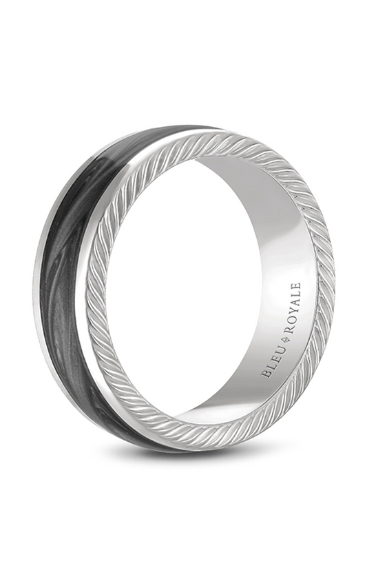 18K Gray Gold and 18K White Gold Gents Wedding Band