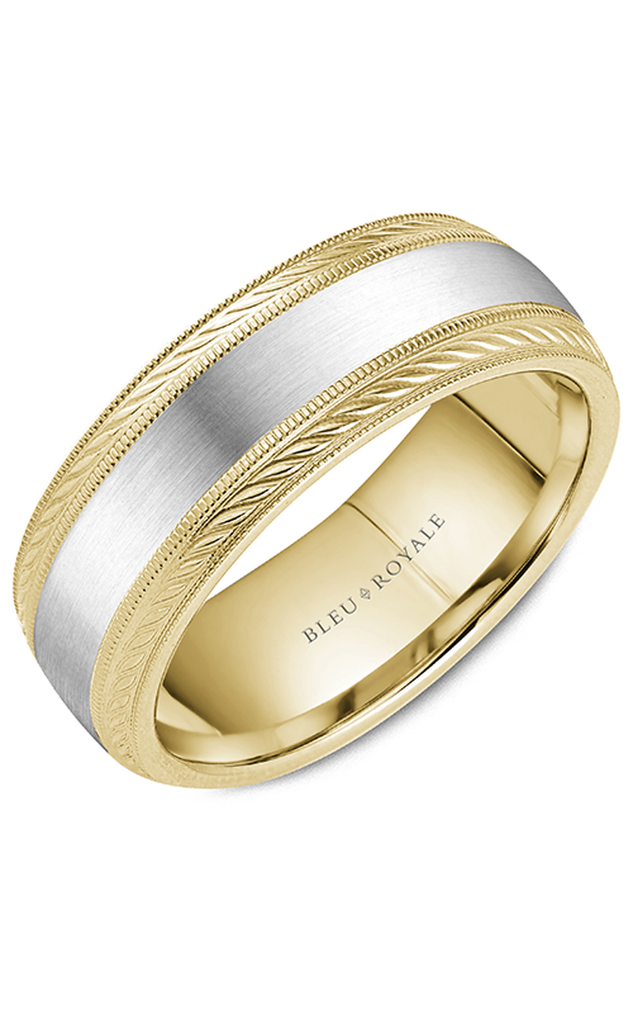14K White Gold and 14K Yellow Gold Gents Wedding Band
