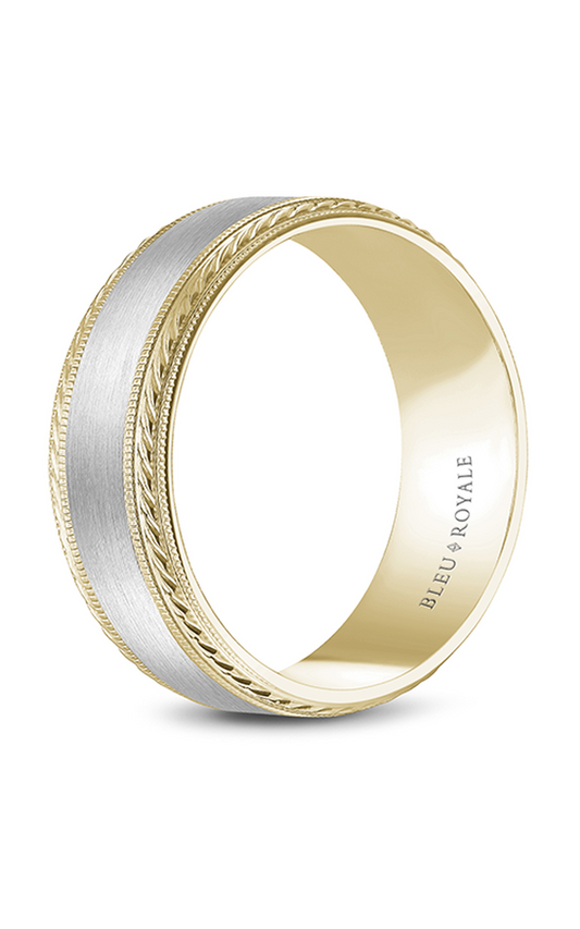 14K White Gold and 14K Yellow Gold Gents Wedding Band