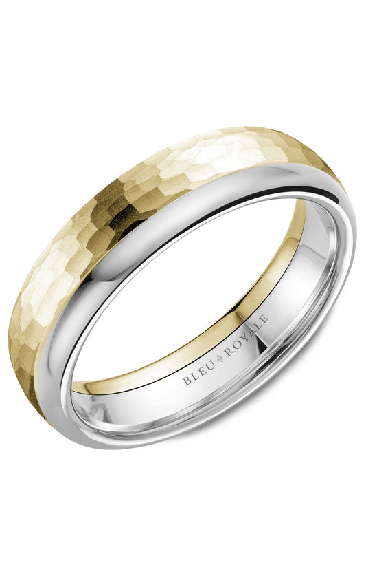 14K White Gold and 14K Yellow Gold Gents Wedding Band