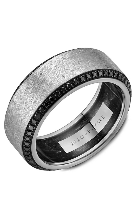 18K White Gold and Tantalum Gents Round Wedding Band