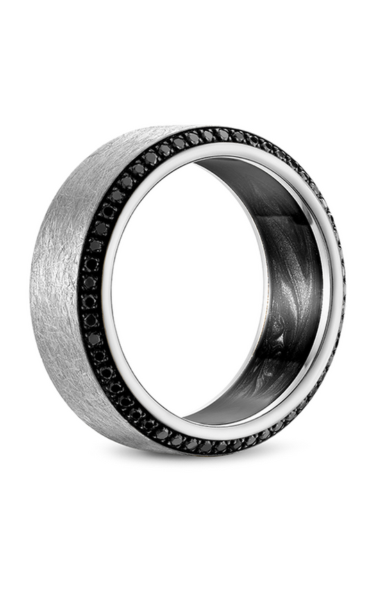 18K White Gold and Tantalum Gents Round Wedding Band