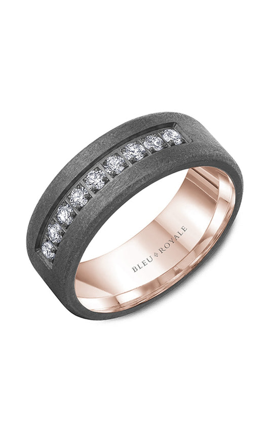 14K Rose Gold and Tantalum Gents Round Wedding Band
