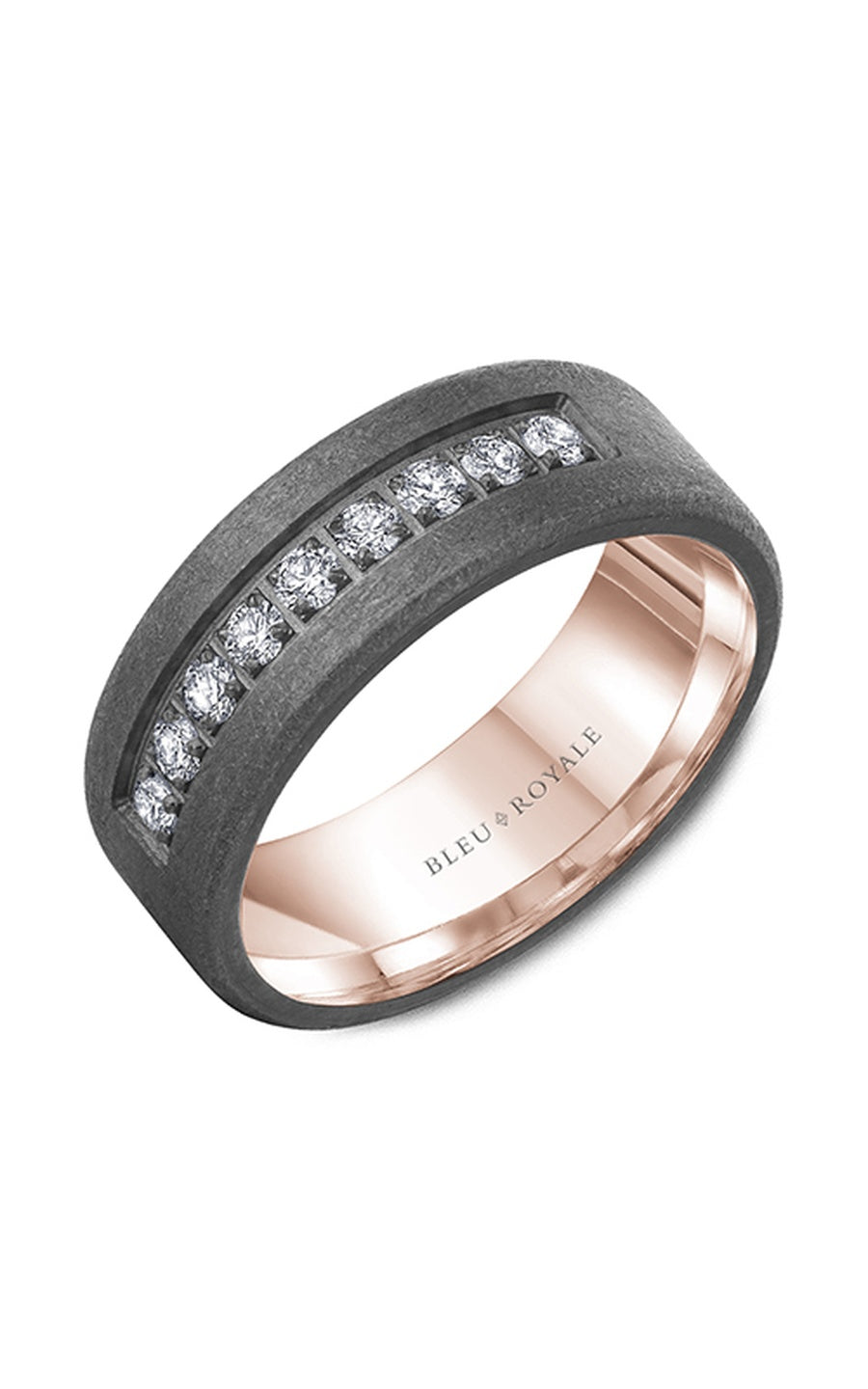 18K Rose Gold and Tantalum Gents Round Wedding Band