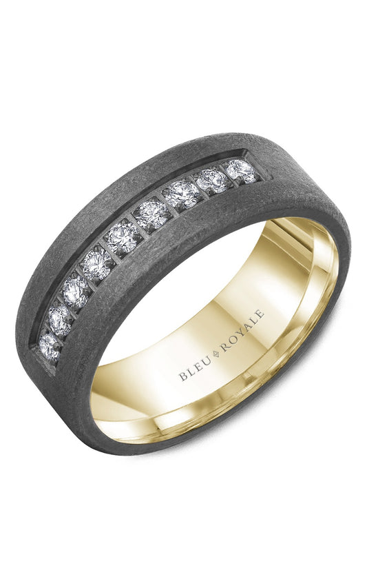 14K Yellow Gold and Tantalum Gents Round Wedding Band