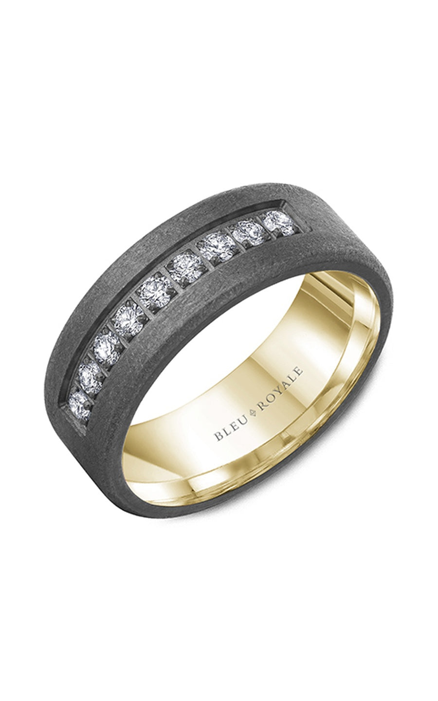 18K Yellow Gold and Tantalum Gents Round Wedding Band