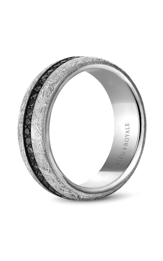 14K White Gold and Tantalum Gents Round Wedding Band