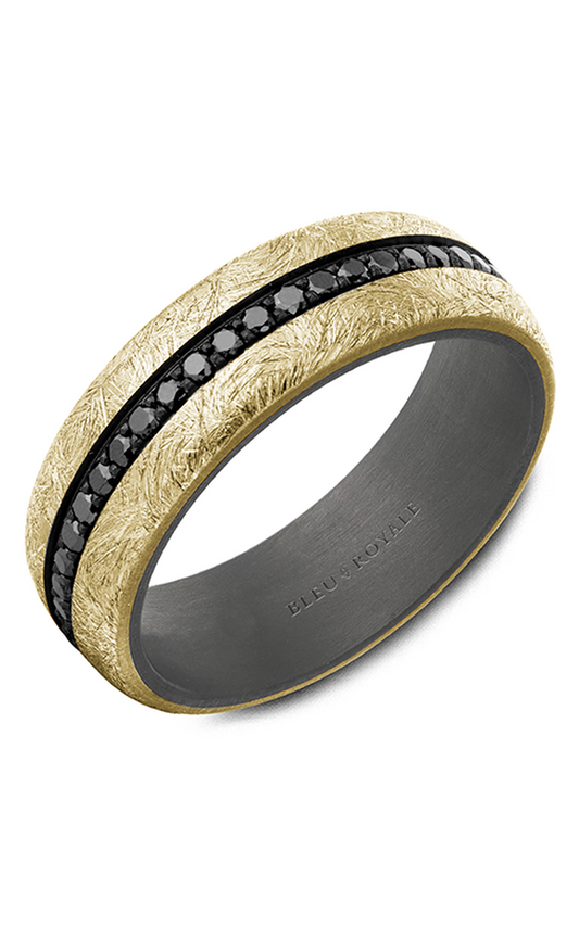18K Yellow Gold and Tantalum Gents Round Wedding Band