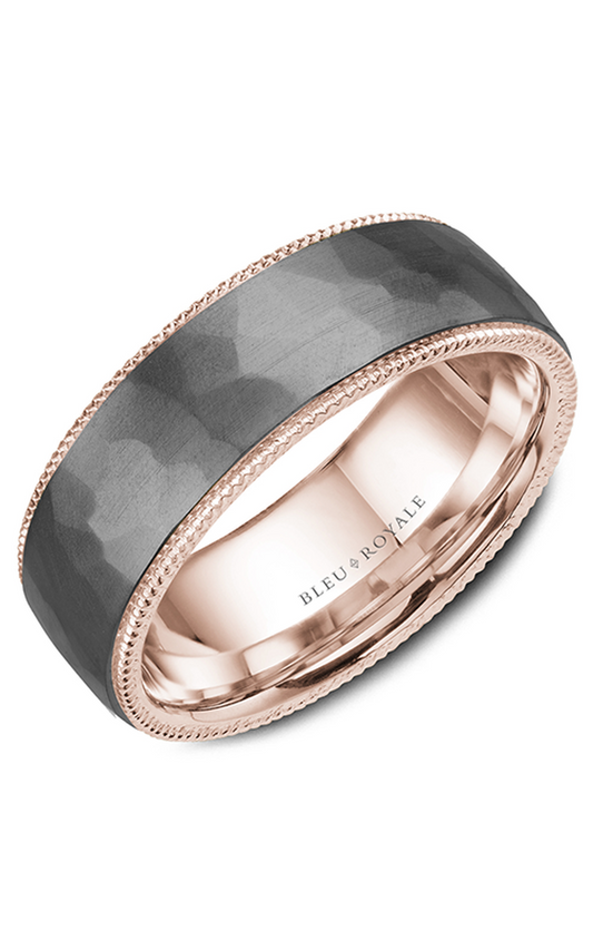 18K Rose Gold and Tantalum Gents Wedding Band