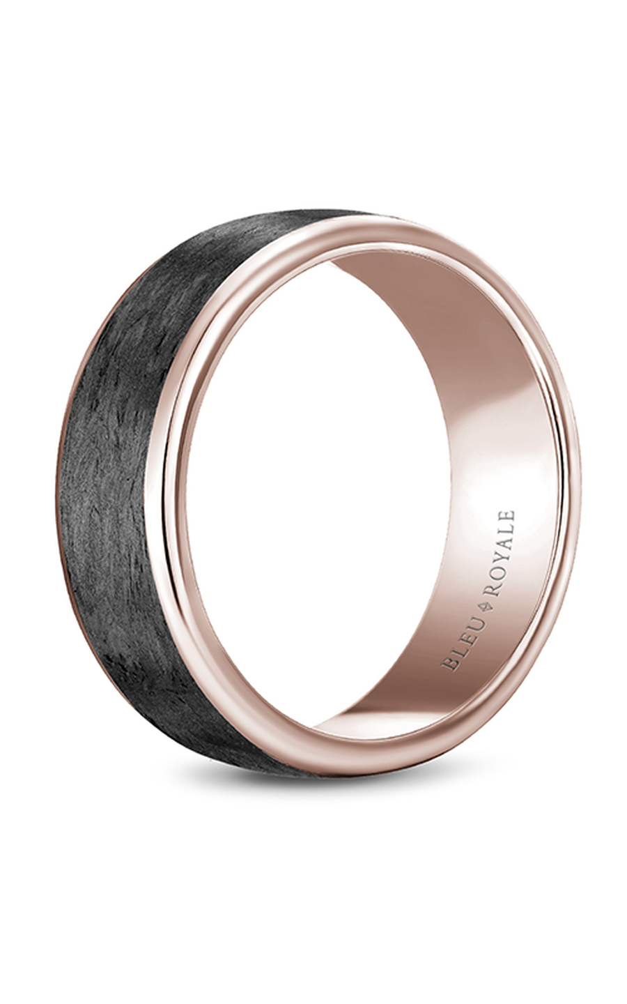 14K Rose Gold and Carbon Fiber Gents Wedding Band