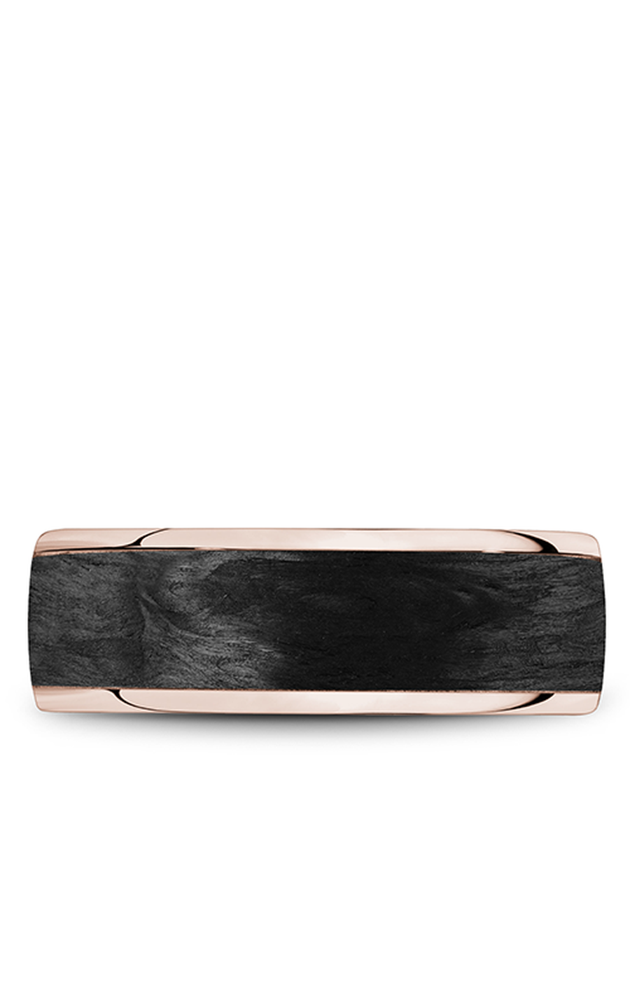 18K Rose Gold and Carbon Fiber Gents Wedding Band